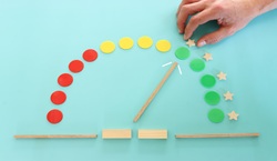 Scale from red to green showing - pointing to green section
